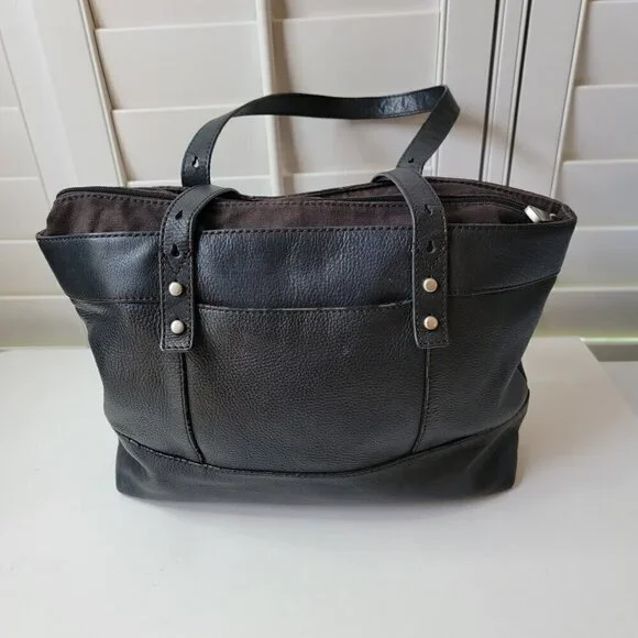 FOSSIL Black Leather Maddox XL Laptop Work Tote Shoulder Bag - Picture 5 of 13